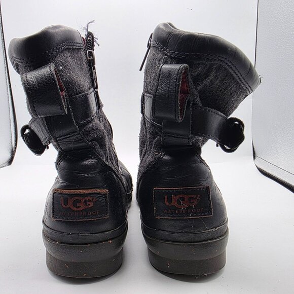 UGG Kesey Womens Size 7 Black Waterproof Leather Ankle Boots Outdoors Casual - Picture 5 of 13